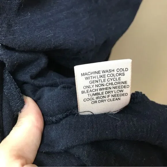 Philosophy Sleeveless Midi Dress Asymmetrical Sheer Hem Navy Blue (M) - Picture 7 of 12